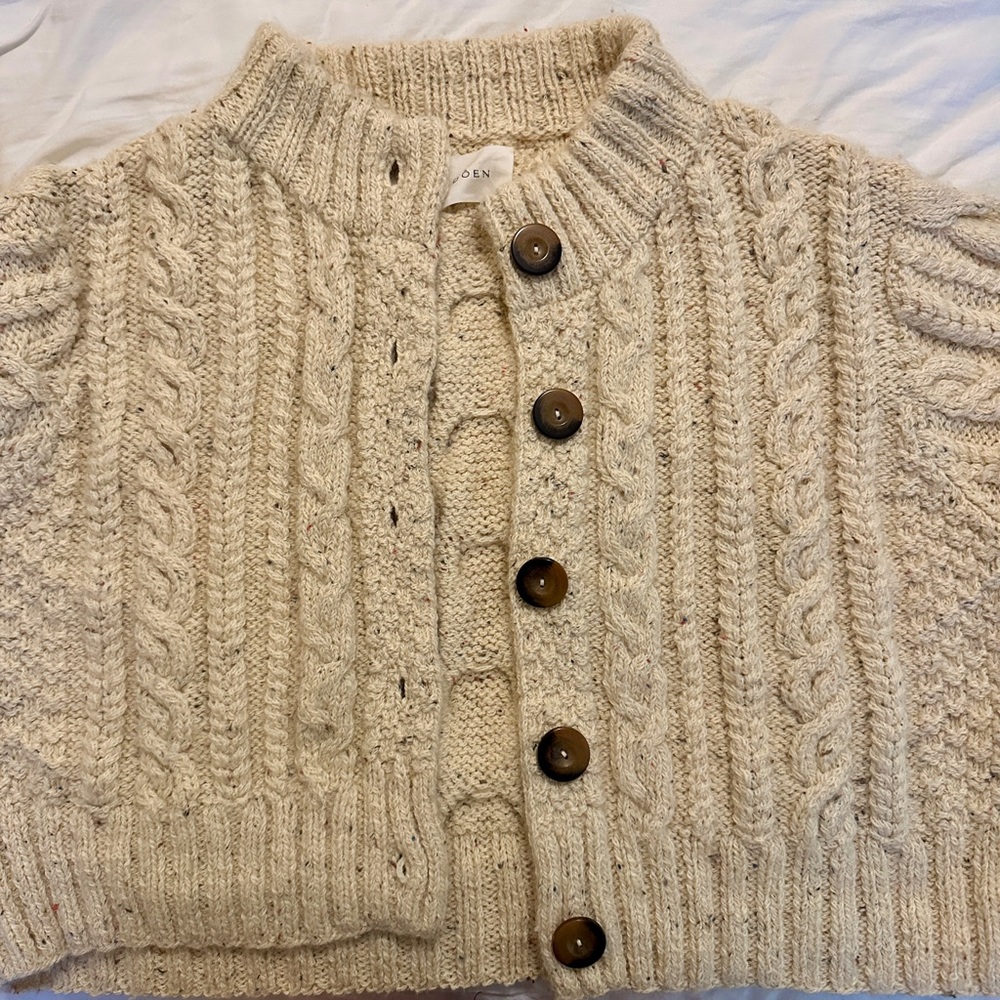 Doen Cardiff cream/confetti alpaca knit cardigan
